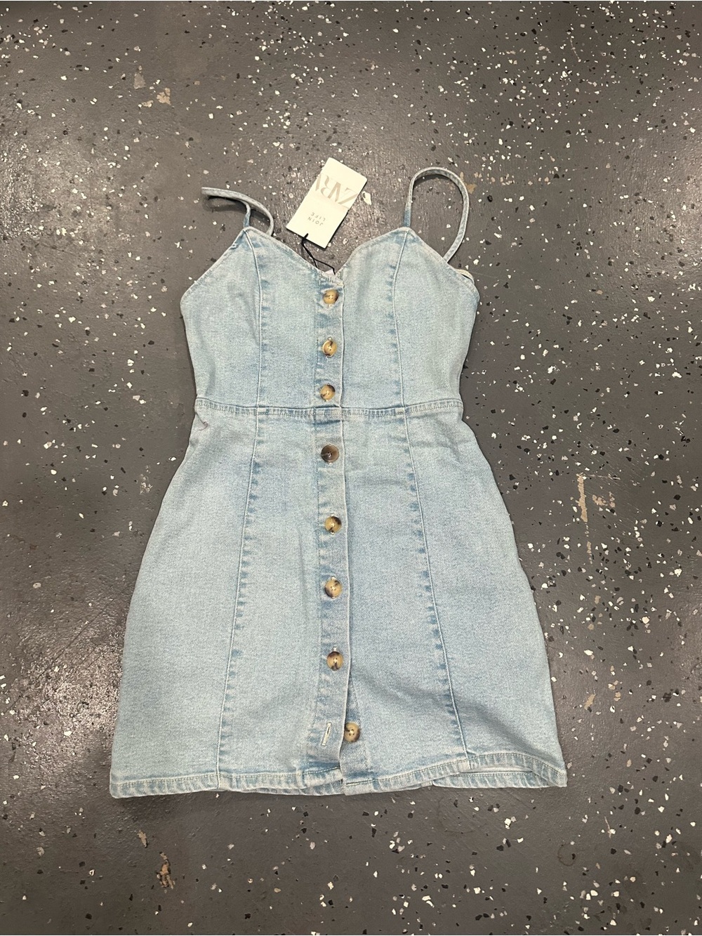 Zara Light Blue Denim Button-Front Mini Dress